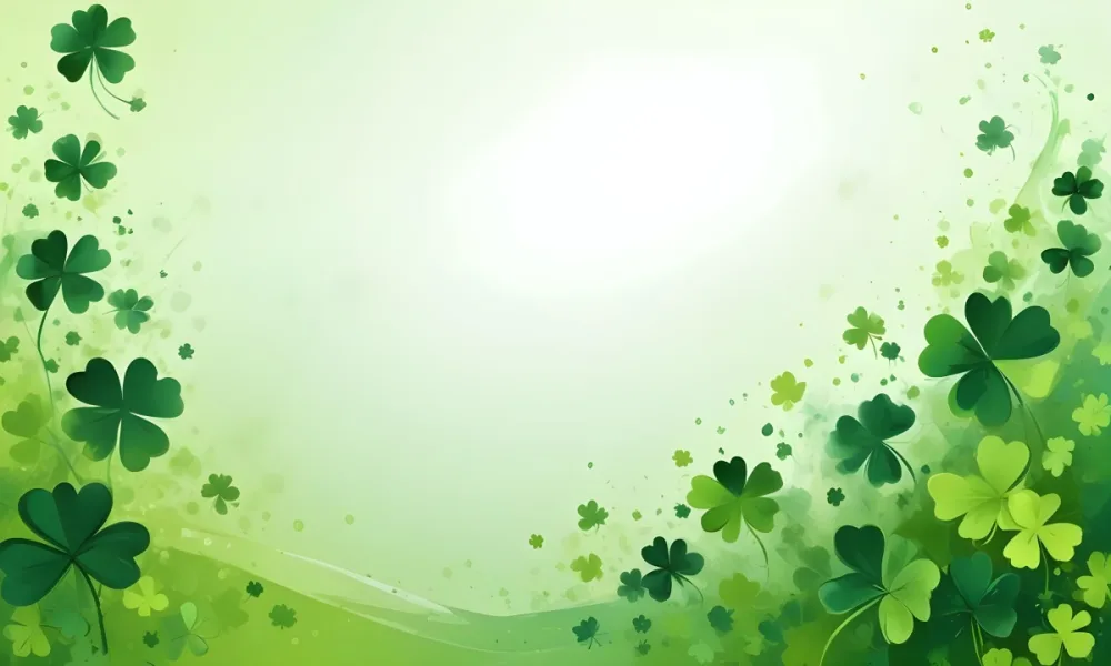 Digital Painting St Patrick S Day Background With Green Shamrocks Scattered On A Gradient Background Some Shamrocks Are More Prominent And Detailed Creating A Festive And Celebratory Atmosphere Bold And Slim Lines 7 7500
