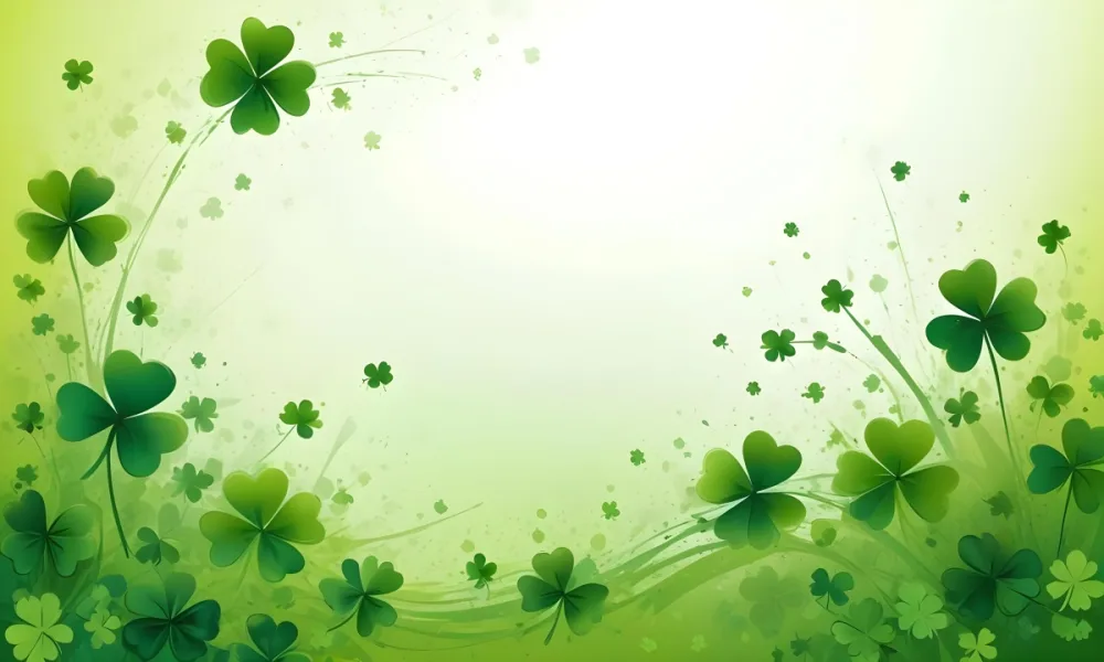 Digital Painting St Patrick S Day Background With Green Shamrocks Scattered On A Gradient Background Some Shamrocks Are More Prominent And Detailed Creating A Festive And Celebratory Atmosphere Bold And Slim Lines 9 6fb5