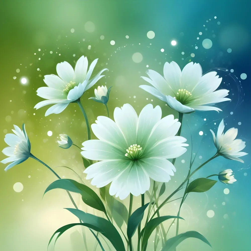 Digital Painting White Flowers