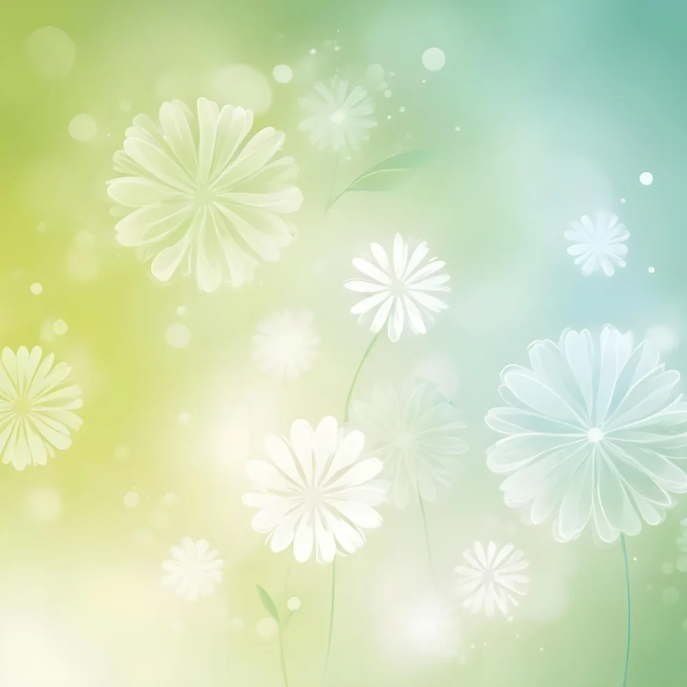 Digital Painting White Flowers With Circular Patterns On A Gradient Background Of Green And Blue Creating A Soft Bokeh Effect With Blurred Lights Bold And Slim Lines Brush Strokes 52 C6ff