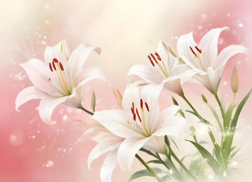 Digital Painting White Lilies