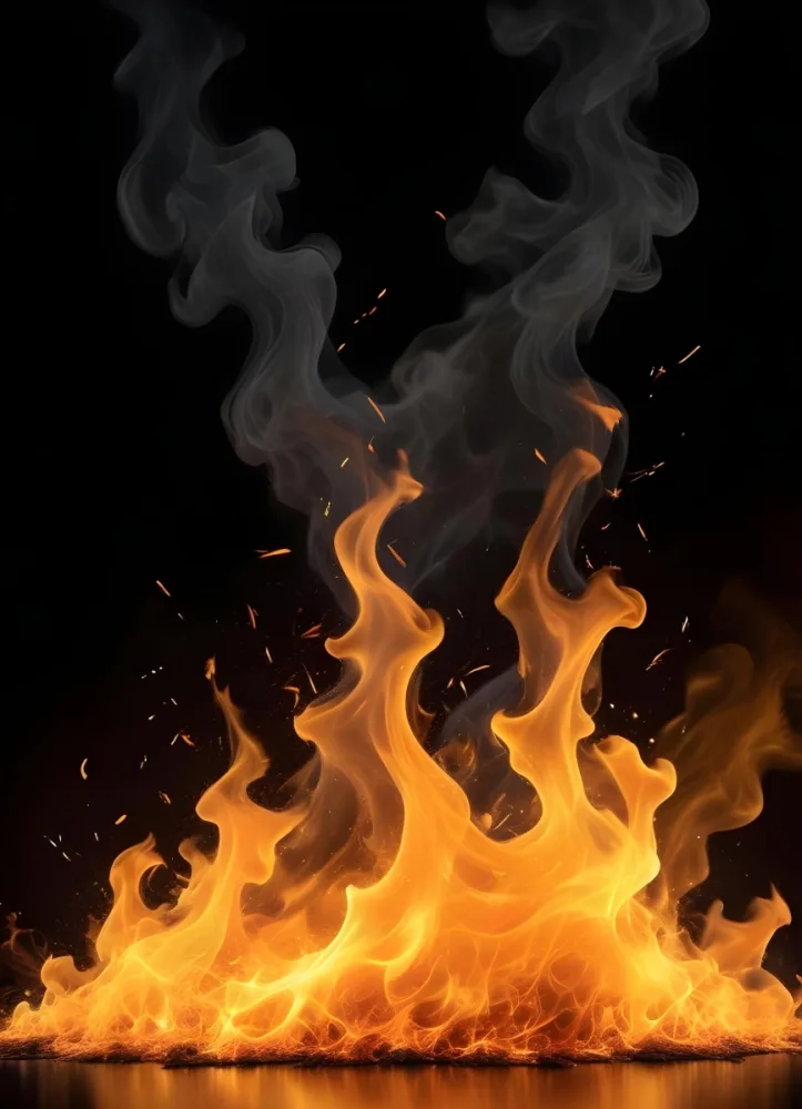 Flames With Sparks And Smoke Vibrant Orange And Yellow Hues Rising Against A Dark Background Creating A Dynamic And Intense Visual Effect 12 0e51
