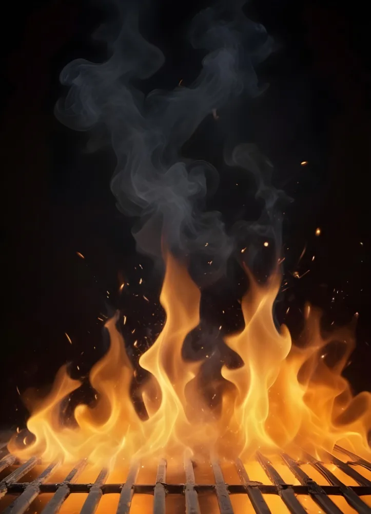Flames With Sparks And Smoke Vibrant Orange And Yellow Hues Rising Against A Dark Background Creating A Dynamic And Intense Visual Effect 31 466a