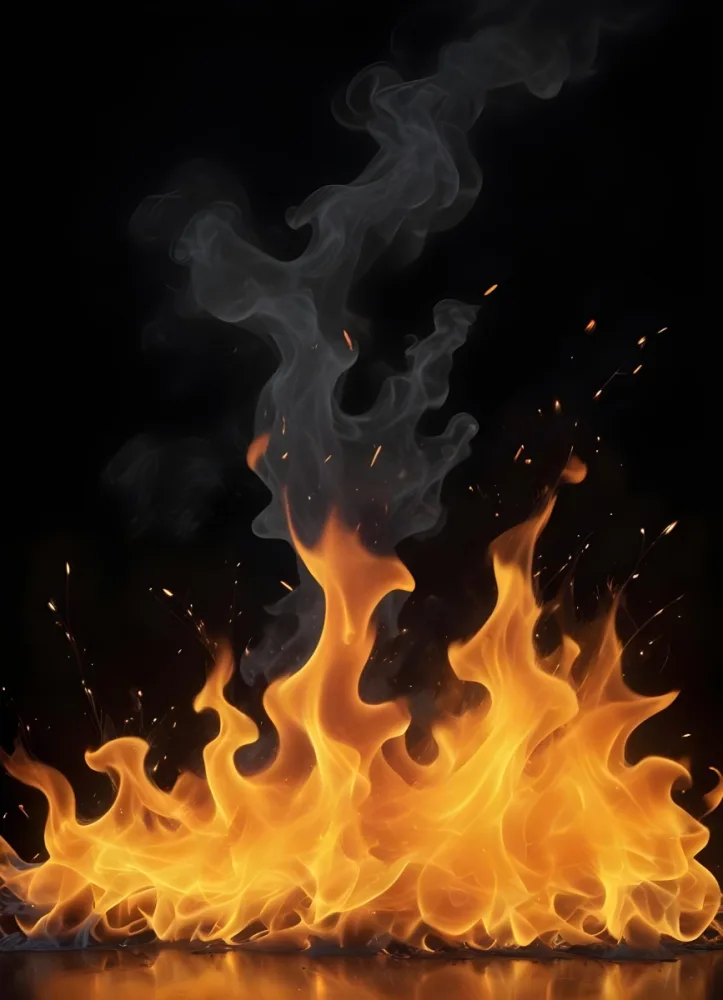 Flames With Sparks And Smoke Vibrant Orange And Yellow Hues Rising Against A Dark Background Creating A Dynamic And Intense Visual Effect 4 7101