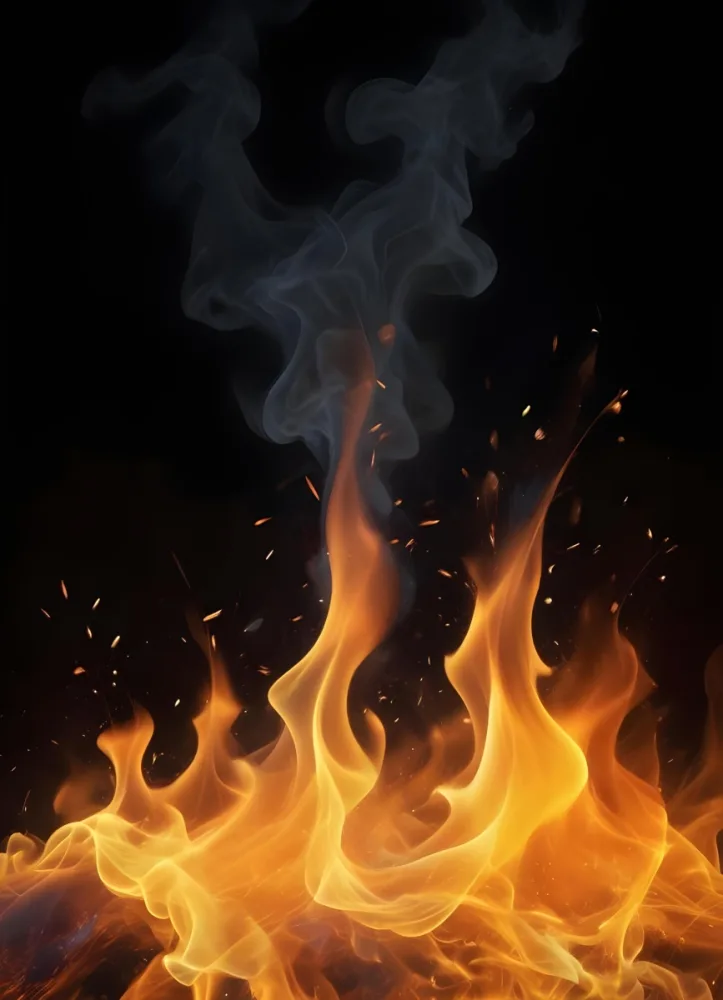 Flames With Sparks And Smoke Vibrant Orange And Yellow Hues Rising Against A Dark Background Creating A Dynamic And Intense Visual Effect 5 A15a