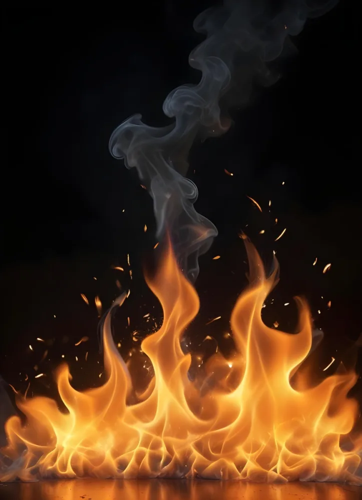 Flames With Sparks And Smoke Vibrant Orange And Yellow Hues Rising Against A Dark Background Creating A Dynamic And Intense Visual Effect 7 Baa9