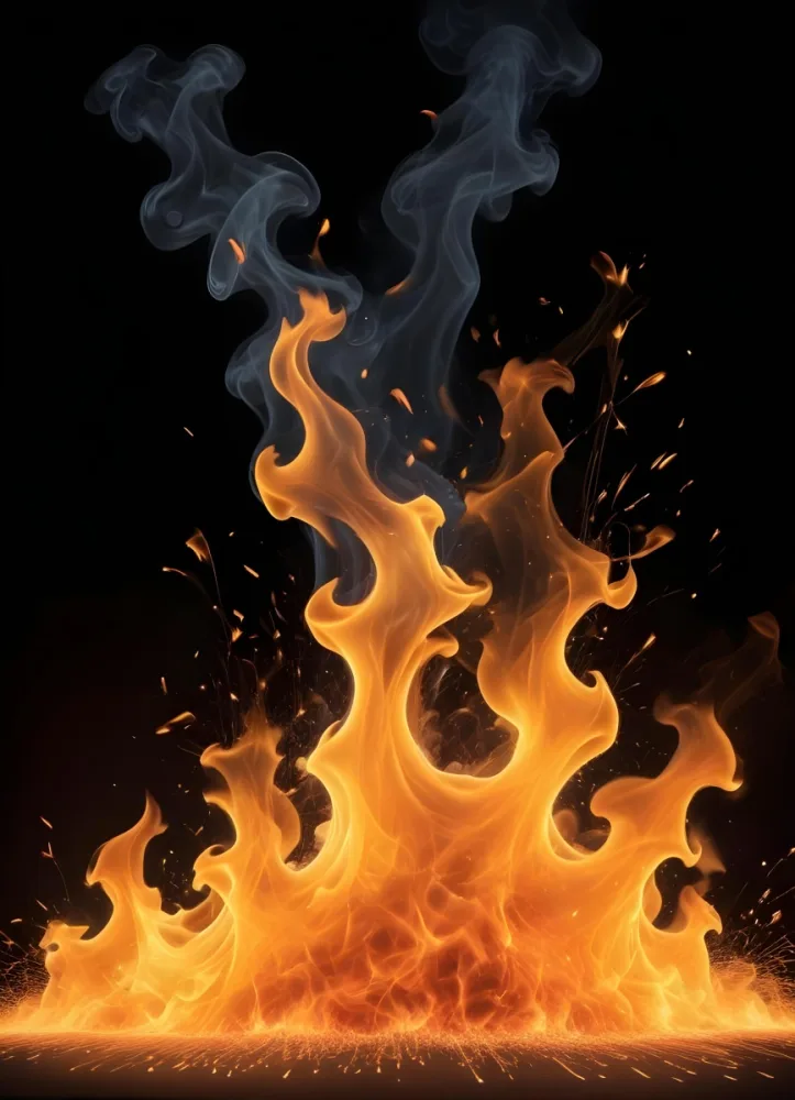 Flames With Sparks And Smoke Vibrant Orange And Yellow Hues Rising Against A Dark Background Creating A Dynamic And Intense Visual Effect 9 6fa8
