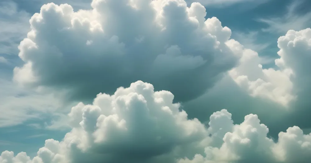 Fluffy White Clouds In A Blue Sky With A Soft Hazy Atmosphere 8 7d07