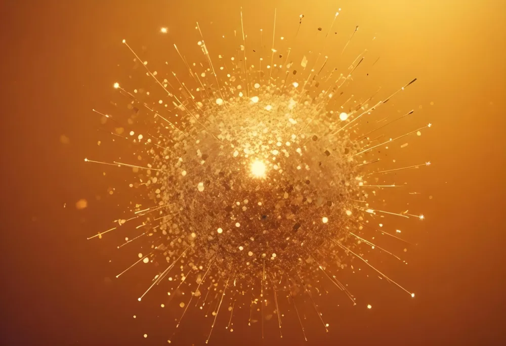 Glittering Golden Particles On A Warm Amber Colored Background 25 Eb15