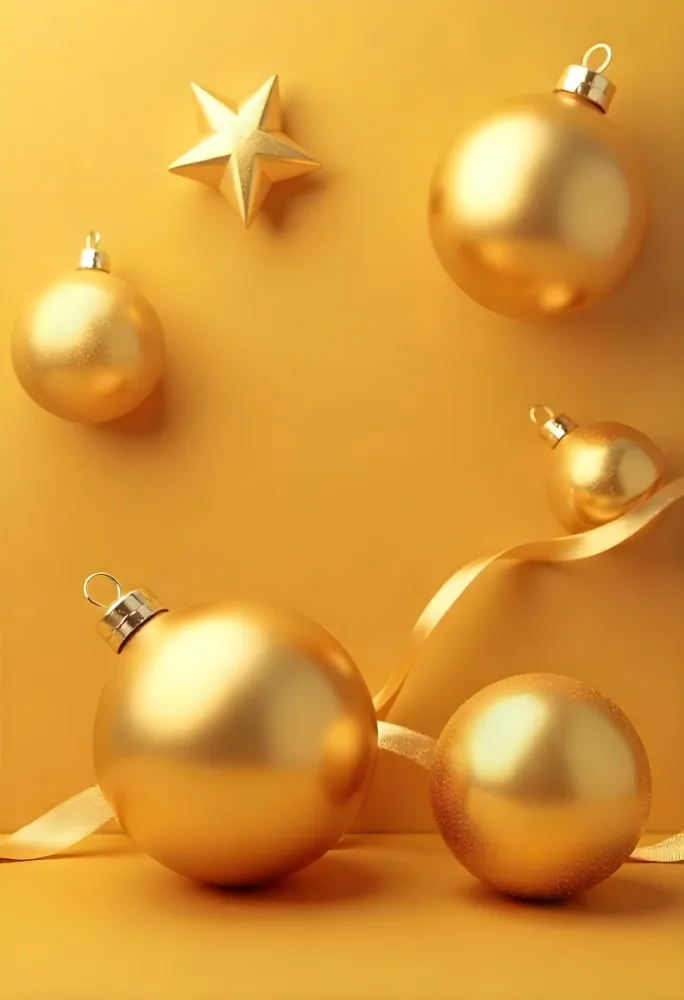 Golden Christmas Balls And Stars