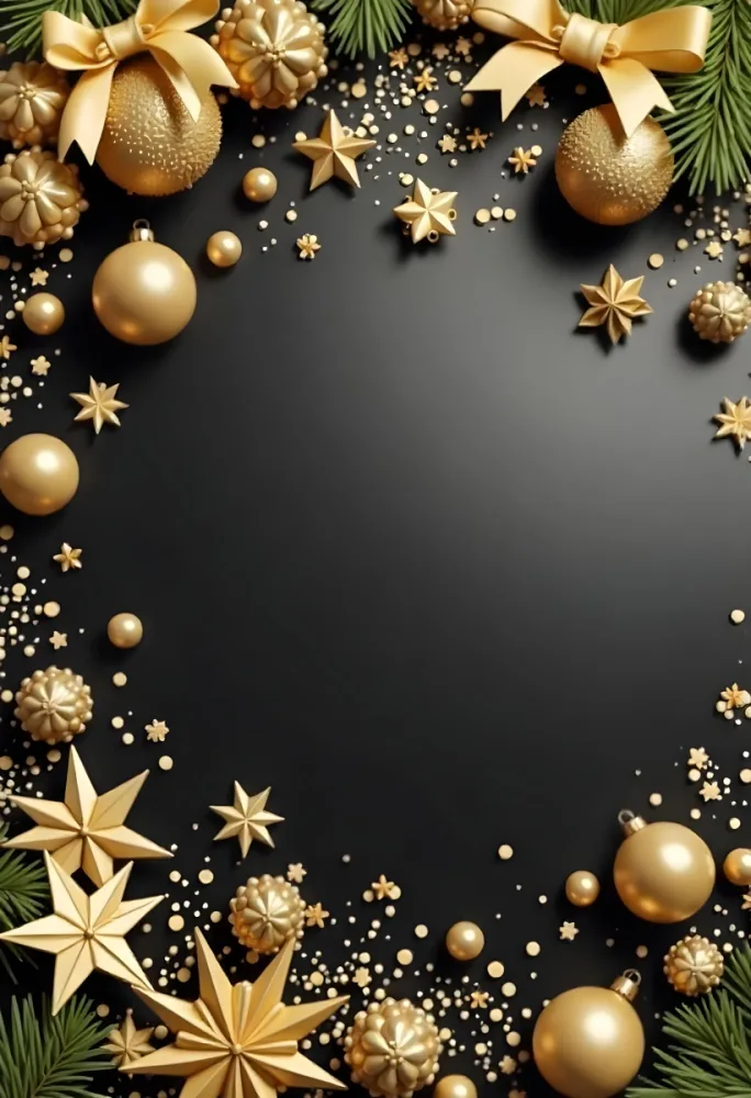 Golden Christmas Balls And Stars With A Golden Ribbon On A Golden Background Christmas Decoration Festive Elegant Minimalist Christmas Ornaments 23 6e9f