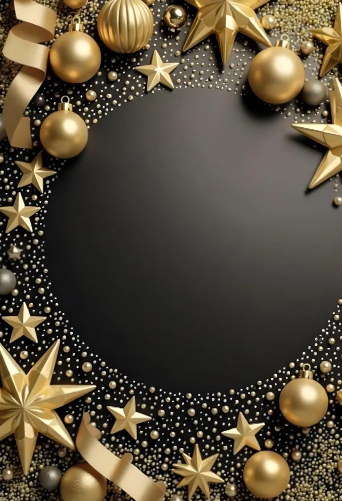 Golden Christmas Balls And Stars With A Golden Ribbon On A Golden Background Christmas Decoration Festive Elegant Minimalist Christmas Ornaments 36 251d