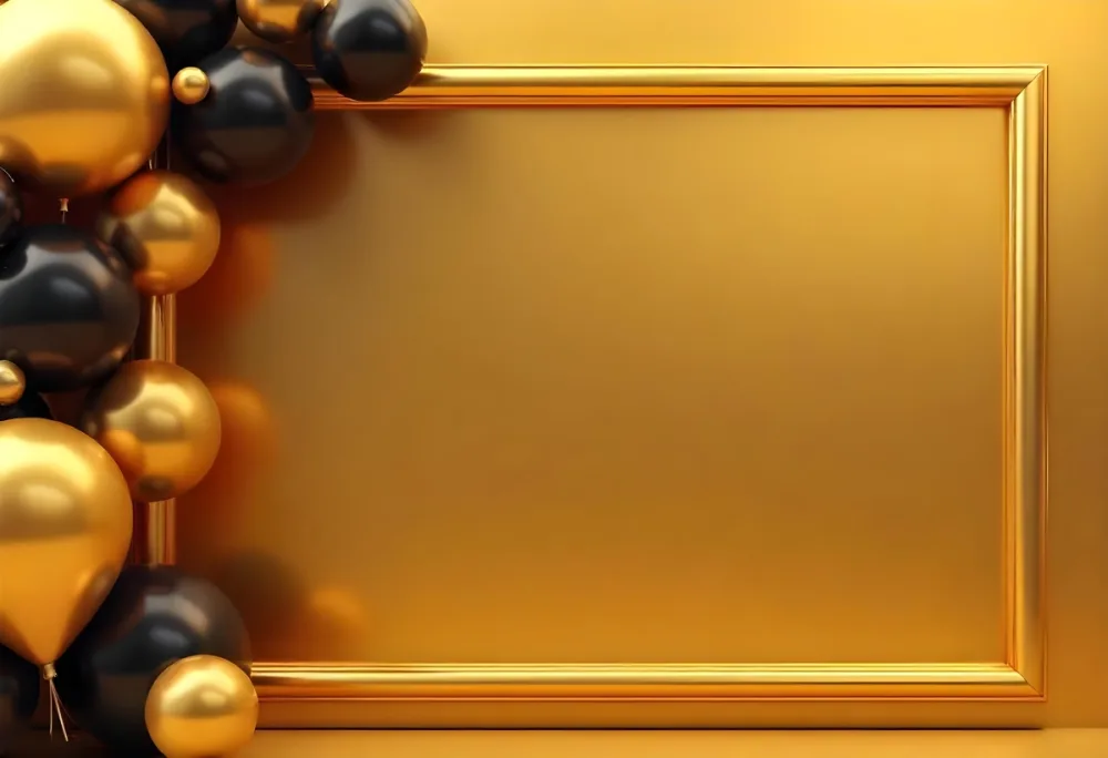 Golden Frame With Golden Background And Golden And Black Balloons On The Left Side Minimalist Design Luxury Style Elegant 15 4119