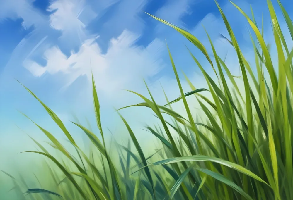 Green Grass Blades With Dew Drops Against A Blurred Background 37 12e0