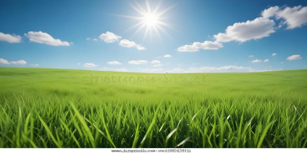 Green Grass Field With A Clear Blue Sky Sunny Day Vibrant Colors Natural Light Blurred Background Peaceful Scene Nature Photography 13 8e36