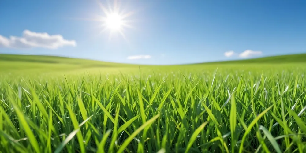 Green Grass Field With A Clear Blue Sky Sunny Day Vibrant Colors Natural Light Blurred Background Peaceful Scene Nature Photography 5 1878