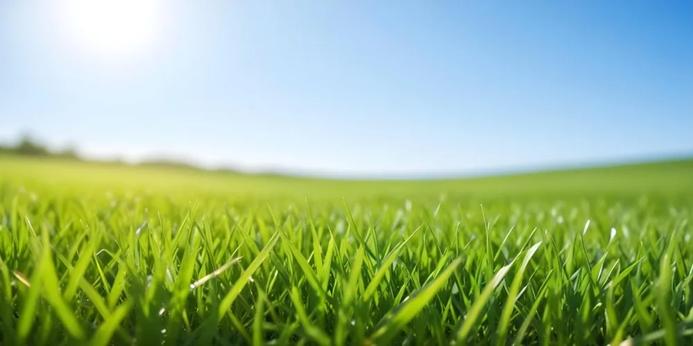 Green Grass Field With A Clear Blue Sky Sunny Day Vibrant Colors Natural Light Blurred Background Peaceful Scene Nature Photography 7 B865