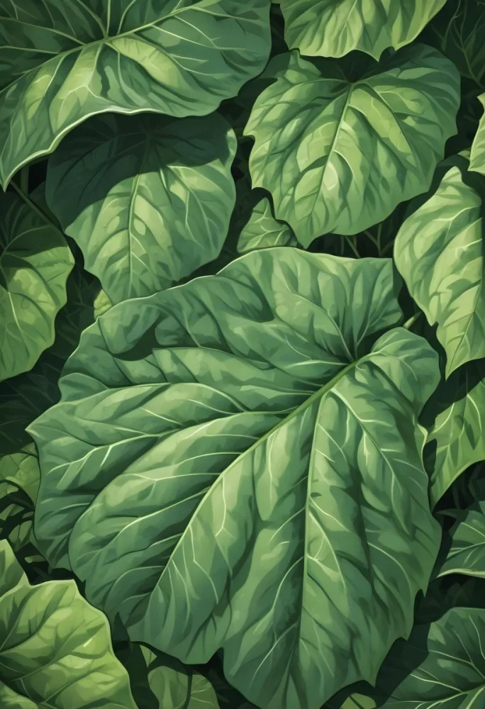 Green Leaves Close Up View Of The Texture And Patterns Of Large Lush Green Leaves With Sunlight Highlighting The Details Against A Blurred Background 32 6d8b