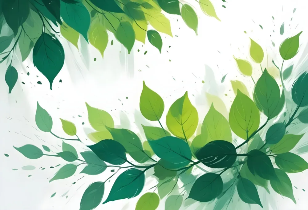 Green Leaves Falling Around A White Space Bright Light Vibrant Colors Nature Background Fresh And Vibrant Spring Season Minimalist Design Airy Atmosphere Clean Aesthetic 19 0fc7