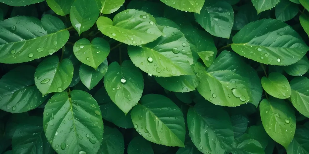 Green Leaves With Water Droplets A Lush Natural Background 15 C718