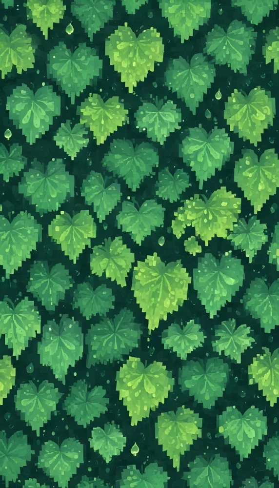 Green Leaves With Water Droplets On Them Showcasing Various Shades Of Green And Heart Shaped Leaves Densely Packed Together 18 9a78