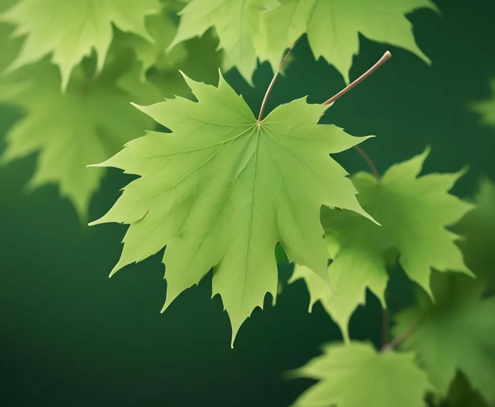 Green Maple Leaves With Blurred Background 9 D58d