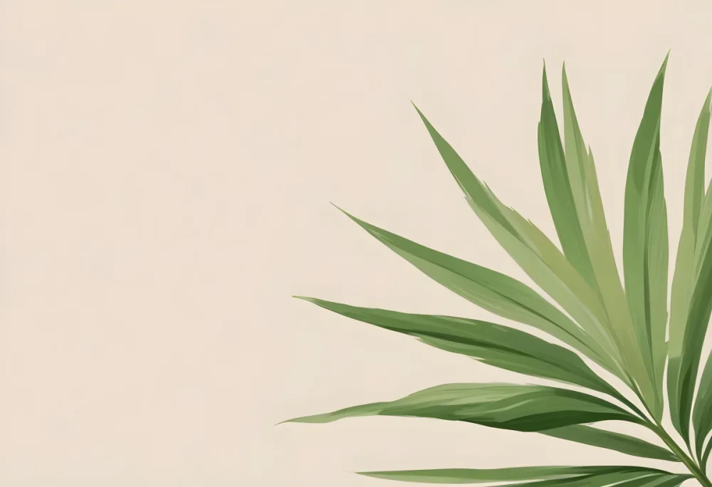 Green Palm Leaf On A Beige Background Minimalist Style Bright And Clean Simple Composition Natural Light Tropical Vibe Fresh And Vibrant Botanical Theme 7 A5dd