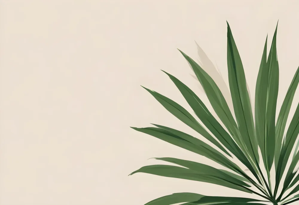 Green Palm Leaf On A Beige Background Minimalist Style Bright And Clean Simple Composition Natural Light Tropical Vibe Fresh And Vibrant Botanical Theme 8 4c3f