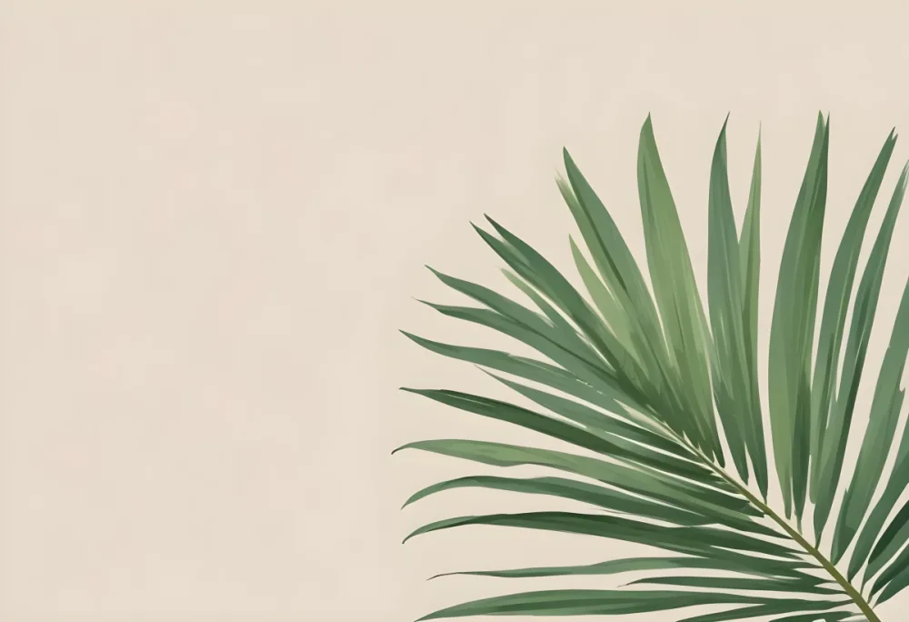 Green Palm Leaf On A Beige Background Minimalist Style Bright And Clean Simple Composition Natural Light Tropical Vibe Fresh And Vibrant Botanical Theme 9 A3f3