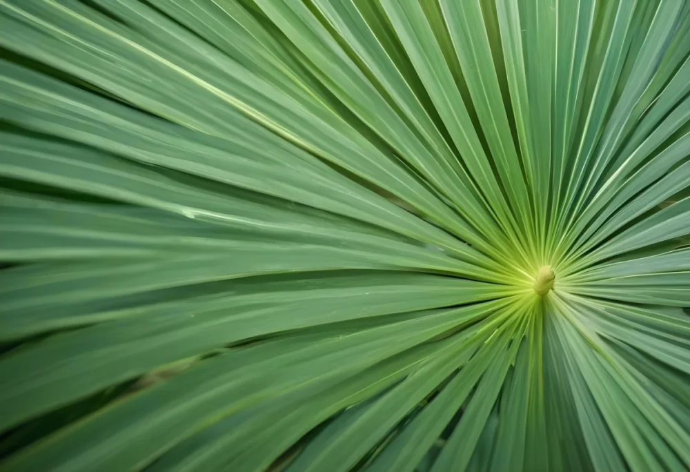 Green Palm Leaf With Radial Pattern Close Up View 5 F2c2