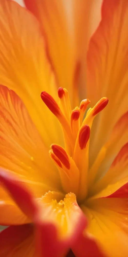 Macro Shot Of Vibrant Red Flower Petals With Orange Tips Soft Lighting Close Up View Showcasing The Intricate Details And Textures Of The Flower 41 6235