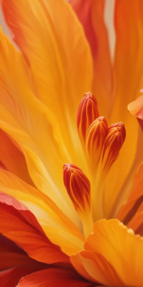 Macro Shot Of Vibrant Red Flower Petals With Orange Tips Soft Lighting Close Up View Showcasing The Intricate Details And Textures Of The Flower 59 9840