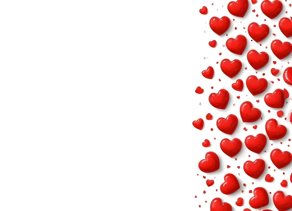 Many Red Heart Shaped Candies Scattered On The Right Side Of The Frame Red Background 13 B180