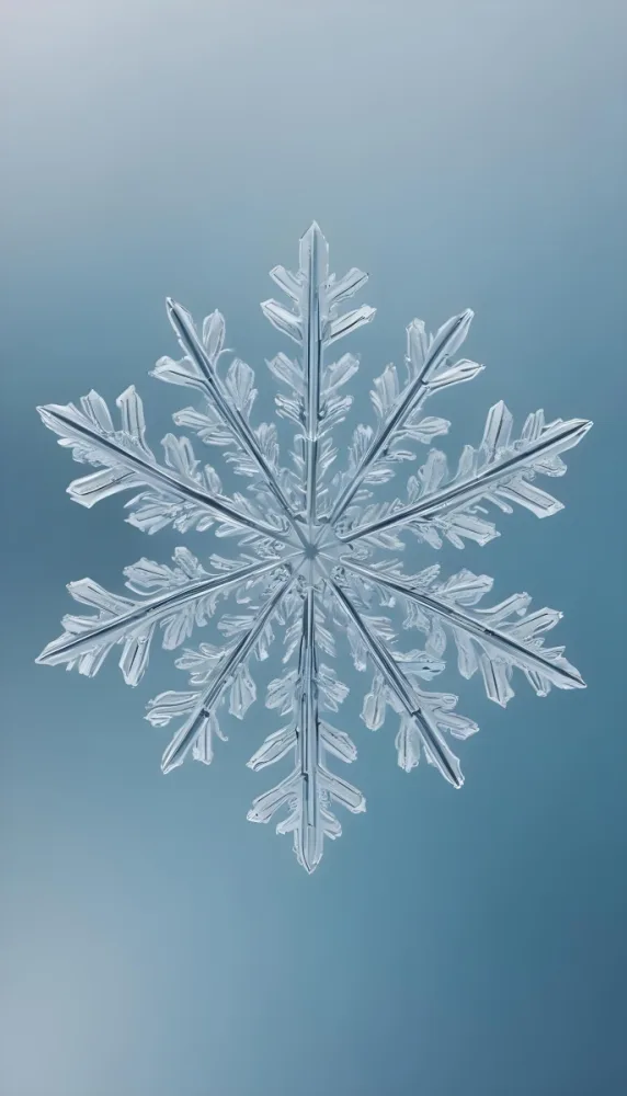 Minimal Soft Studio Light Photography A Detailed Snowflake With Intricate Crystalline Patterns Set Against A Soft Blue Background That Suggests A Cold Wintry Atmosphere The Snowflake Has Sharp Pointed Edges And Symme 6 5e95