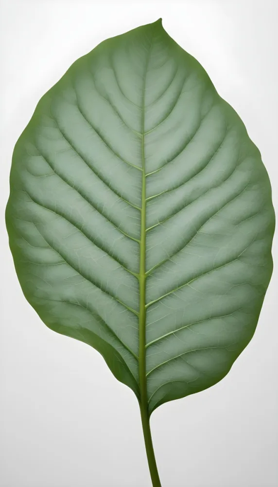 Minimal Soft Studio Light Photography A Large Green Leaf With Visible Veins Against A Plain White Background High Detail Solid Bold Color Background 20 8cf0