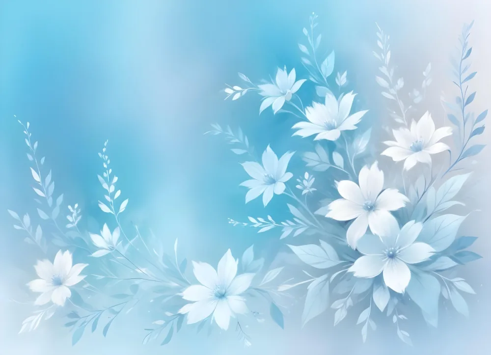 Minimal Soft Studio Light Photography Abstract Background With Light Blue And White Floral Patterns Soft Pastel Colors And A Dreamy Ethereal Quality Creating A Gentle And Calming Visual Effect High Detail Solid 68 Fd60