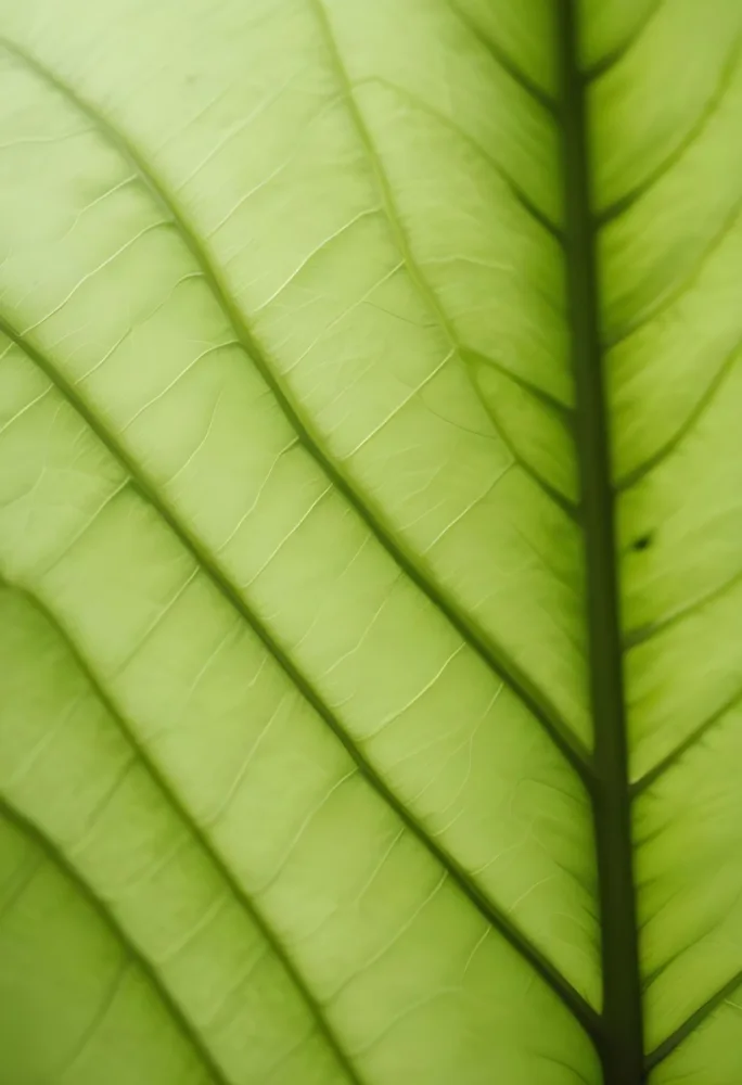 Minimal Soft Studio Light Photography Close Up Of Green Leaf With Detailed Texture And Folds High Detail Solid Bold Color Background 7 9e9e