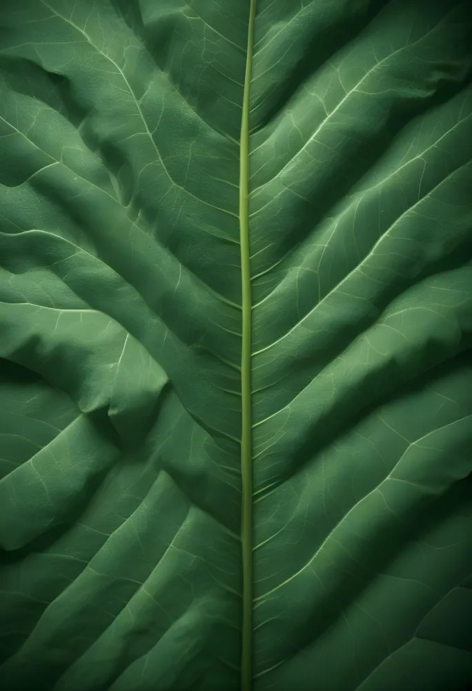 Minimal Soft Studio Light Photography Close Up Of Green Leaf With Detailed Texture And Folds High Detail Solid Bold Color Background 9 Cb71