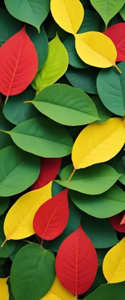 Minimal Soft Studio Light Photography Green Leaves With Yellow And Red Accents A Vibrant Natural Background High Detail Solid Bold Color Background 54 A931