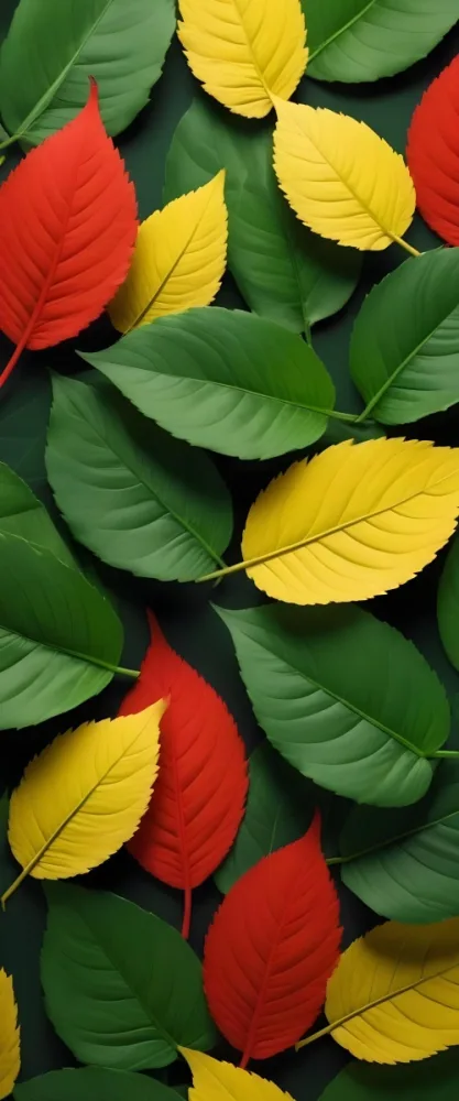 Minimal Soft Studio Light Photography Green Leaves With Yellow And Red Accents A Vibrant Natural Background High Detail Solid Bold Color Background 8 626d