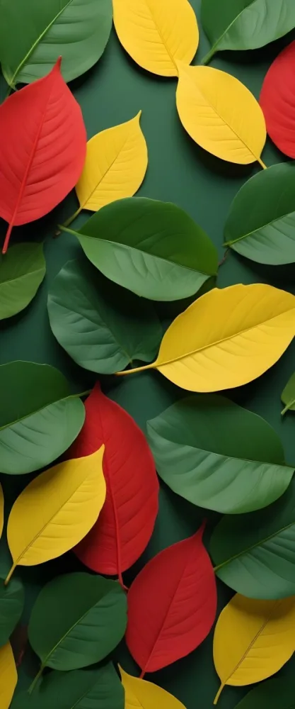 Minimal Soft Studio Light Photography Green Leaves With Yellow And Red Accents A Vibrant Natural Background High Detail Solid Bold Color Background 9 4759