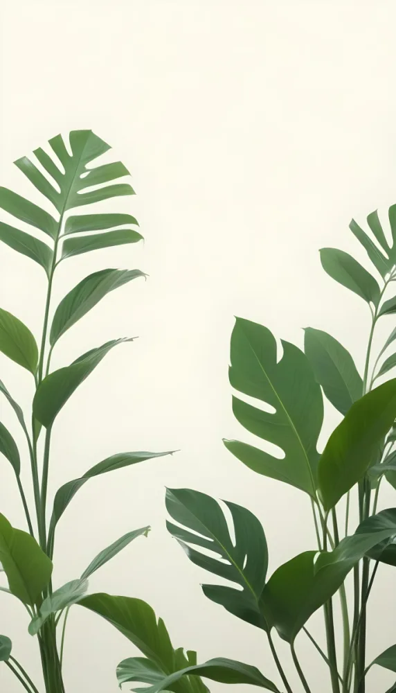 Minimal Soft Studio Light Photography Green Tropical Leaves Against A Light Background High Detail Solid Bold Color Background 14 Ab77