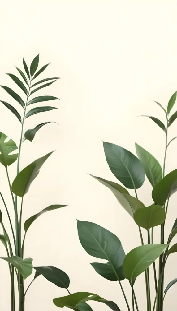 Minimal Soft Studio Light Photography Green Tropical Leaves Against A Light Background High Detail Solid Bold Color Background 8 81d5