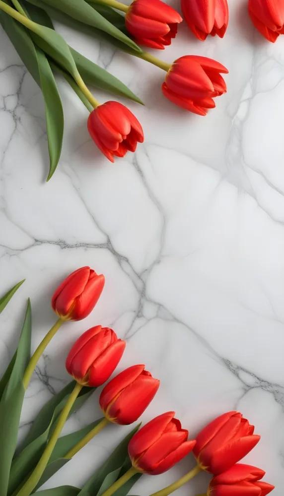 Minimal Soft Studio Light Photography Red Tulips On A Marble Background High Detail Solid Bold Color Background 14 52fd