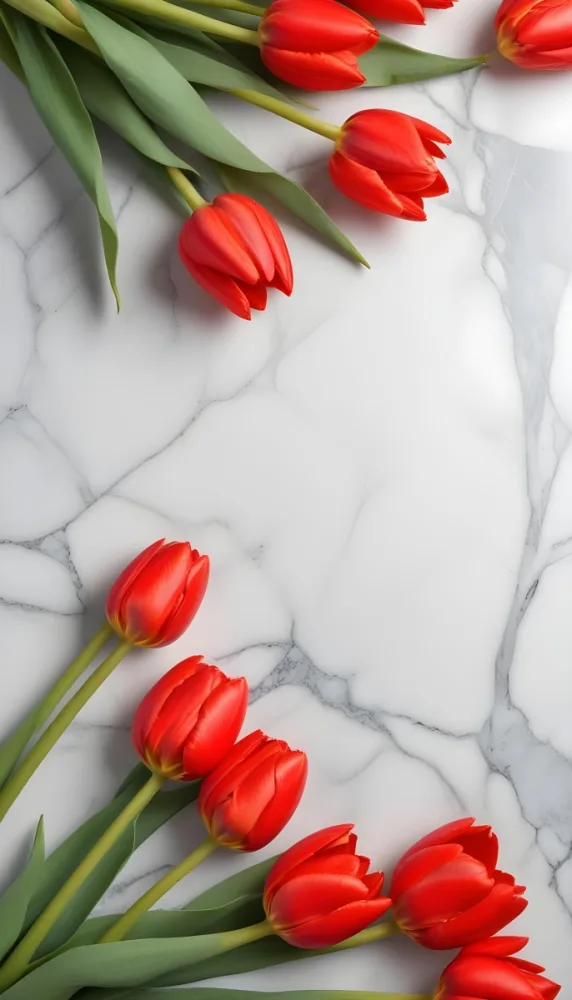 Minimal Soft Studio Light Photography Red Tulips On A Marble Background High Detail Solid Bold Color Background 22 461d