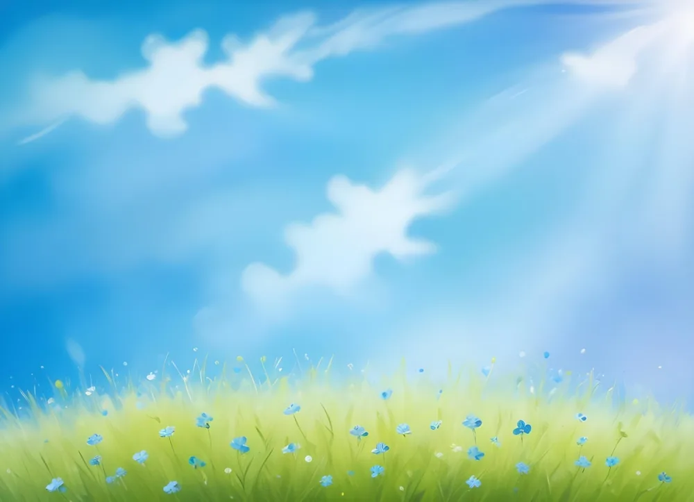 Oil Painting A Green Grass Field With Small Blue Flowers Under A Bright Blue Sky With Bokeh Effect Creating A Fresh And Vibrant Outdoor Scene Creative Extremely Detailed Brush Stroke 78 2f47