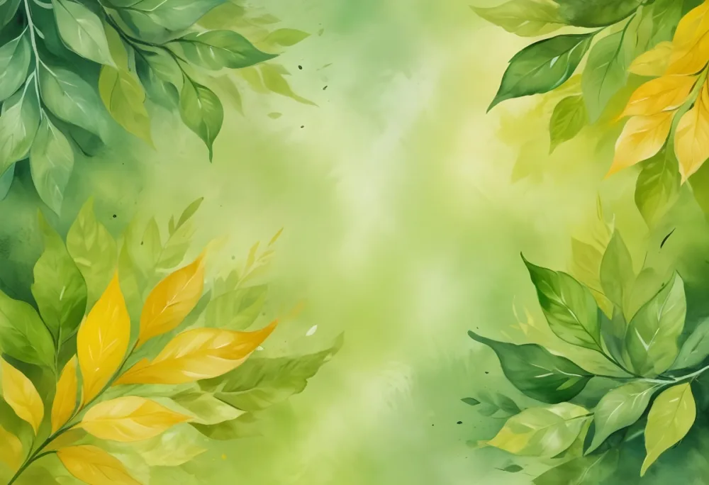 Oil Painting An Abstract Background With A Watercolor Texture In Shades Of Green And Yellow With Leaves In The Corners Creative Extremely Detailed Brush Stroke 1 41e6