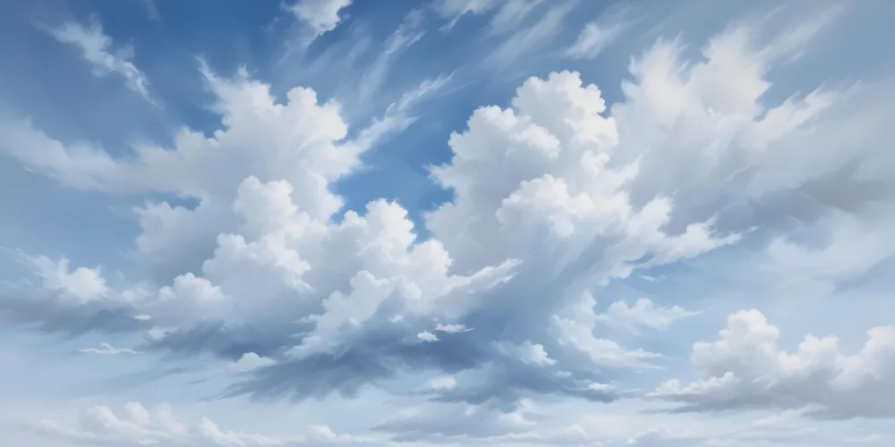 Oil Painting Cloudy Blue Sky With Wispy White Clouds Creative Extremely Detailed Brush Stroke 40 2596