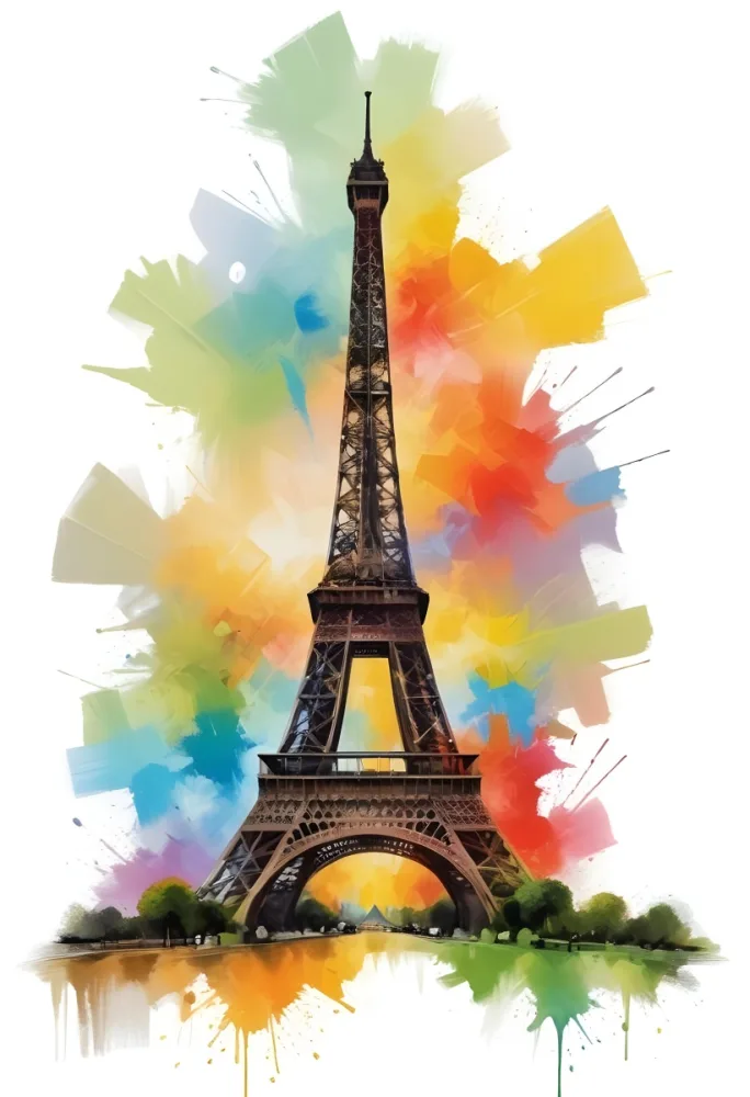 Oil Painting Eiffel Tower With A Colorful Background Creative Extremely Detailed Brush Stroke 28 Ada9