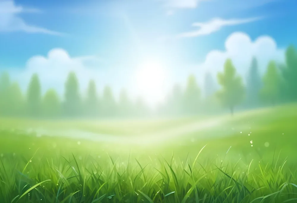 Oil Painting Green Grass Field With A Bokeh Effect Light Blue Sky Bright Light Sunny Day Vibrant Colors Nature Background Fresh Air Peaceful Atmosphere Spring Season Creative Extremely Detailed Brush Stroke 55 Cba3